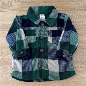Carter's Forest and Navy Checkered Button-Up Shirt